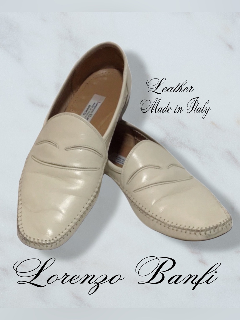 LORENZO BANFI Italian Leather Handmade Loafers Size‎ 10 M